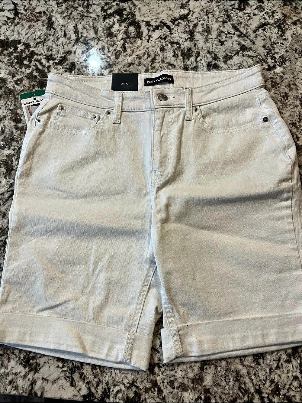 DKNY Women Flat Front Shorts in White NWT